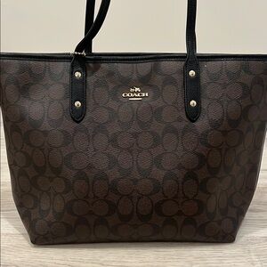 Coach Black and Brown Signature Tote